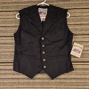 SCHAEFER Outfitter Black Solid Cotton Canvas‎ 705L Western Small Womens Vest NEW